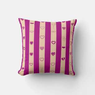 Almofada Cute Heart Moderno Listra Rosa Rei
