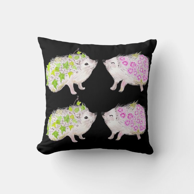 Almofada Cute Hedgehogs Throw Pillow (Frente)
