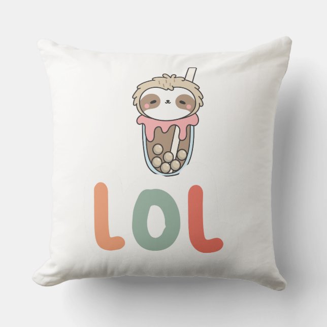 Almofada Cute Kawaii Preguiça Bubble Tea LOL (Frente)