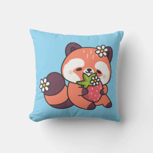 Almofada Cute Kawaii Red Panda with Strawberry
