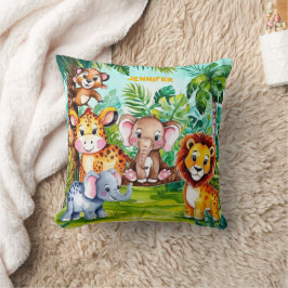 Almofada Cute Kids Safari Selva Animal Personalizado Nome