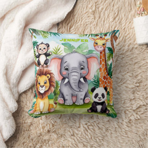 Almofada Cute Kids Safari Selva Animal Personalizado Nome