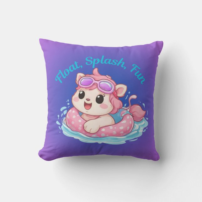Almofada Cute Kitty Swimmer Design Throw Pillow (Frente)