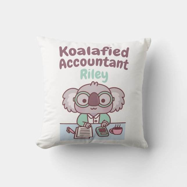 Almofada Cute Koala Bear Koalafied Contabilista Funny Pun (Frente)