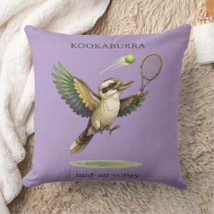 Almofada Cute Kookaburra Jogando Tênis Voleio no Ar