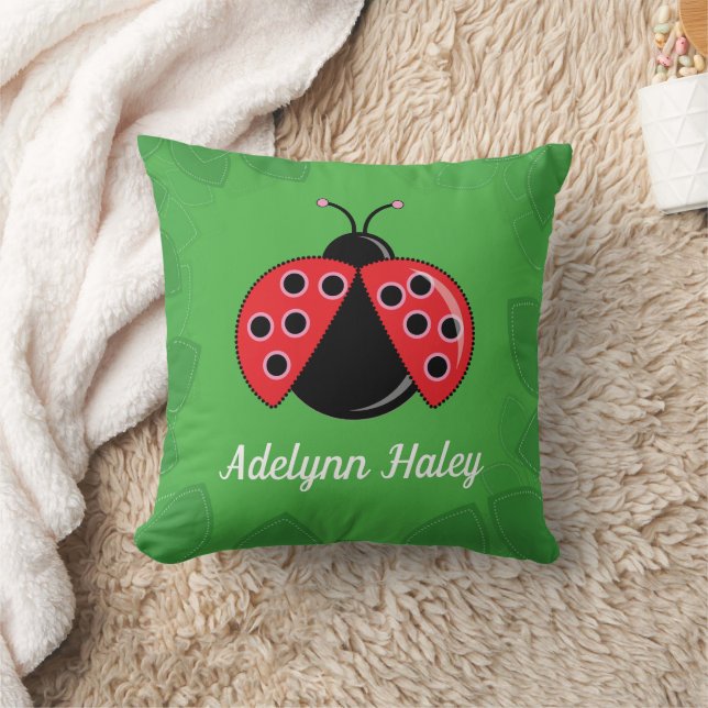 Almofada Cute Lady Bug Baby Birth Stats Throw Pillow (Cobertor)