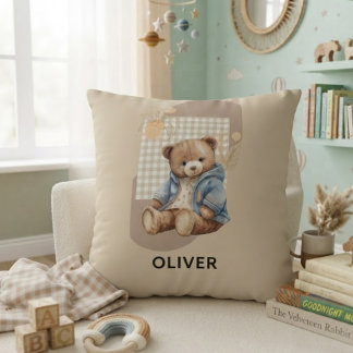 Almofada Cute Little Bear Personalized Baby Boy Name