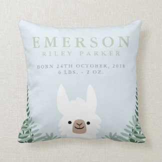 Almofada Cute Llama Birth Anunciation Stats Nursery Travess