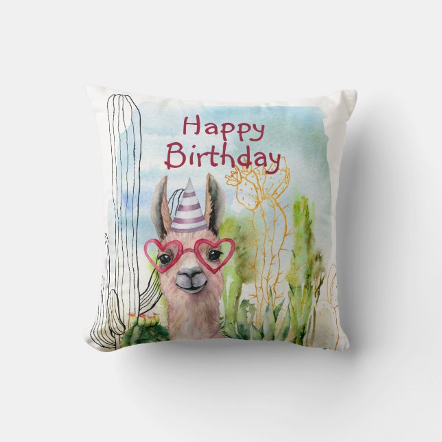 Almofada Cute Llama Birthday (Frente)