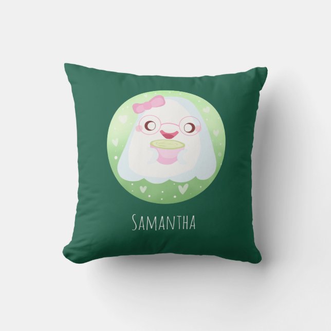 Almofada Cute Matcha Latte Fantasma (Frente)