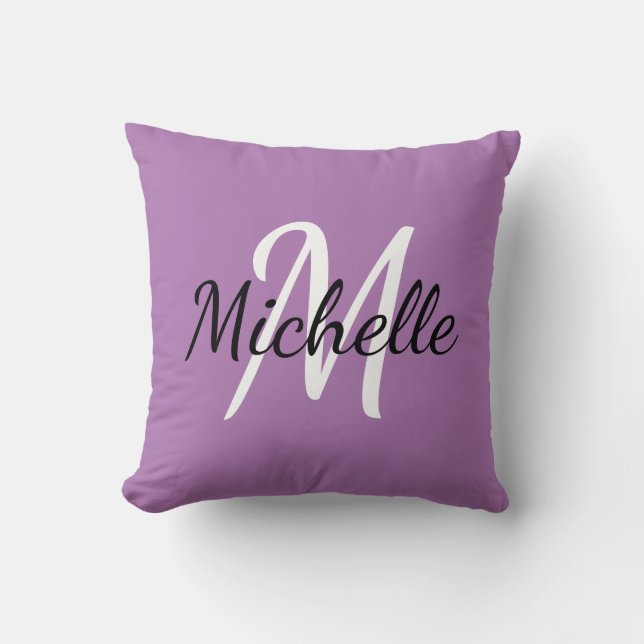 Almofada Cute Minimal Roxo Monogramado (Frente)