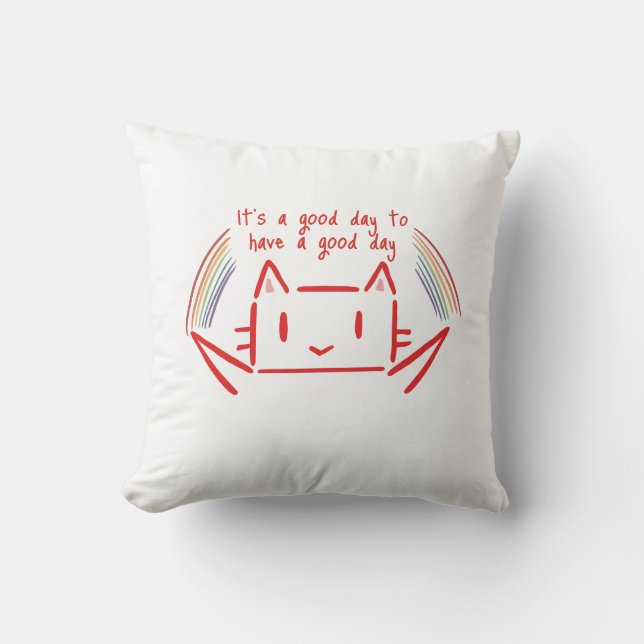 Almofada Cute Minimalist Cat Illustration  (Frente)