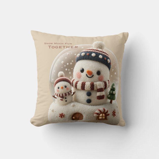 Almofada Cute Needle Felted Snowman Snowglobe (Frente)