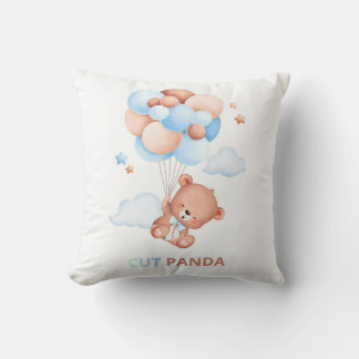 Almofada Cute Panda with Balloons Pillow – Adorable Kawaii