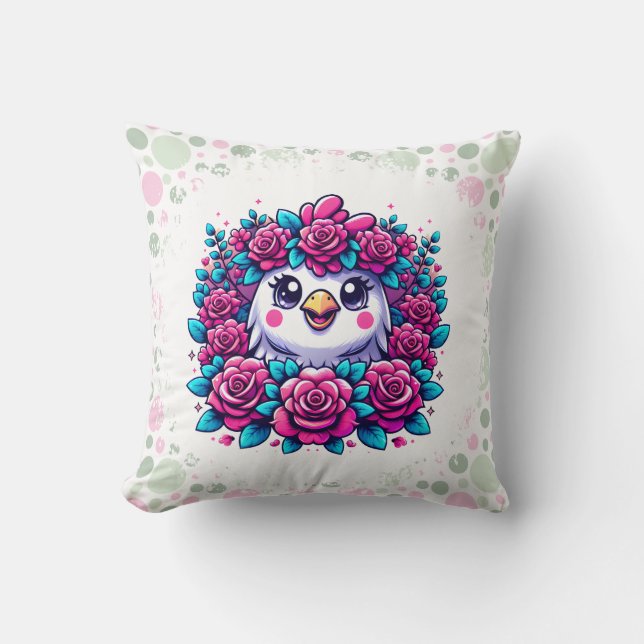 Almofada Cute Penguin with Rose Garland (Frente)