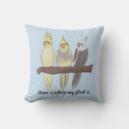 Almofada Cute Pet Cockatiels Flock on Perch Bird Lover
