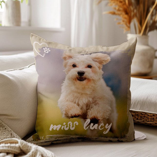 Almofada Cute Pet Keepsake Photo Playful Typography (Criador carregado)