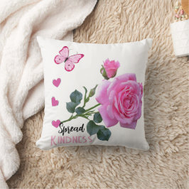 Almofada Cute Pink Rose Butterfly Hearts Throw Pillow Kind