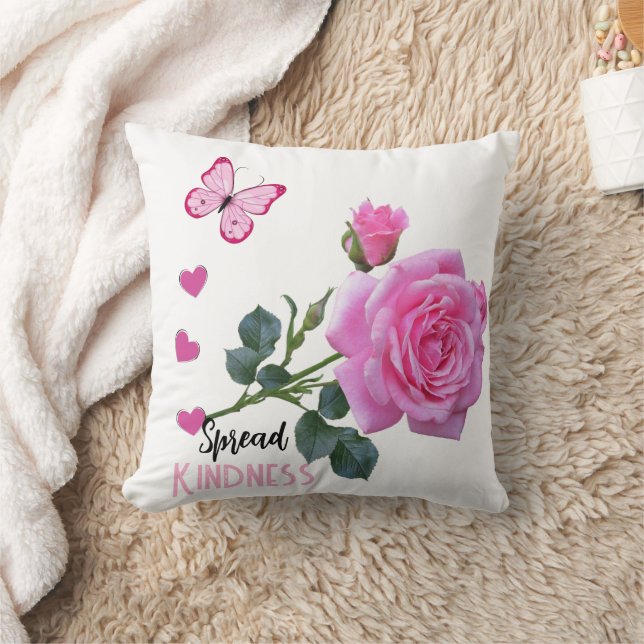Almofada Cute Pink Rose Butterfly Hearts Throw Pillow Kind (Cobertor)
