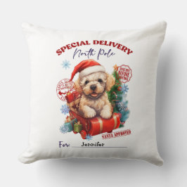 Almofada Cute Poodle Christmas Throw Pillow