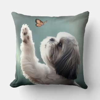 Almofada Cute Puppy & Butterfly Decorative Throw Pillow