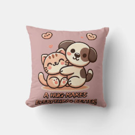 Almofada Cute Puppy & Kitten Hug - Adorável Design Kawaii