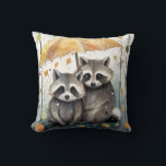 Almofada Cute Raccoons in the Rain<br><div class="desc">Cute Raccoons in the Rain holding an umbrella</div>