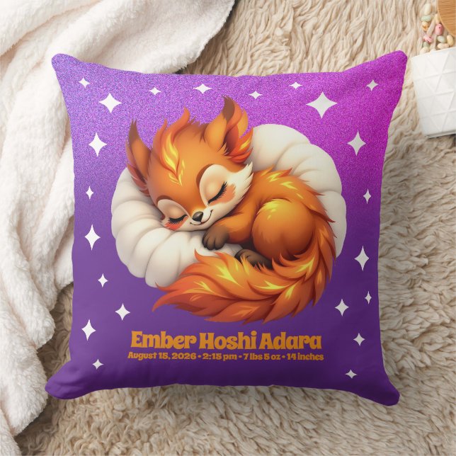 Almofada Cute Raposa Filhote Dormindo no Céu Noturno de Nat (Cobertor)