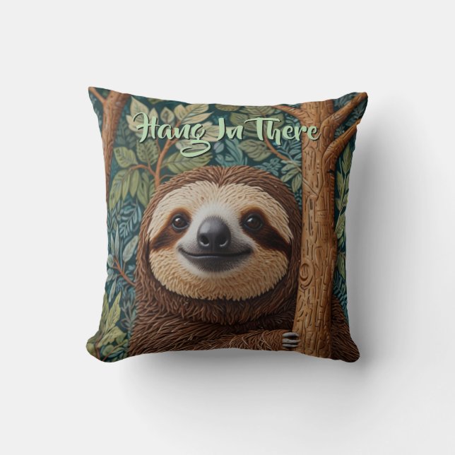 Almofada Cute retro boho Sloth Hang in there (Frente)