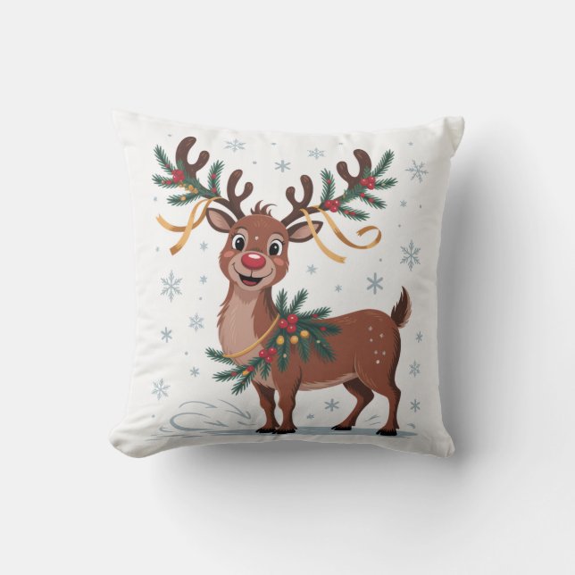 Almofada Cute Rudolph with Gold Accents (Frente)