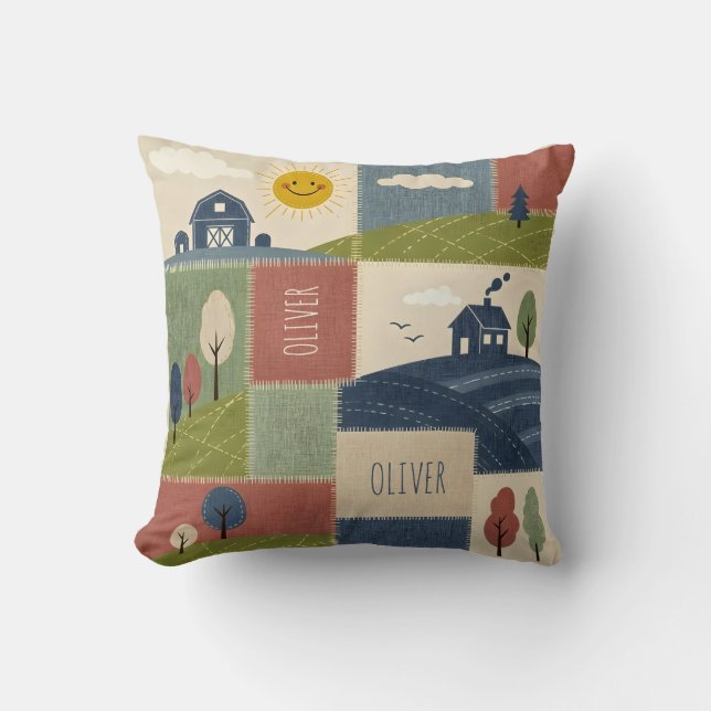 Almofada Cute Rustic Country Farmhouse Patchwork (Frente)