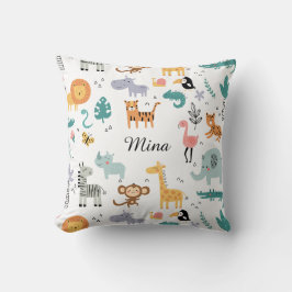Almofada Cute Safari Jungle Animals Personalized Baby Name
