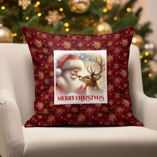 Almofada Cute Santa Claus Rudolph Christmas Throw Pillow   (Cute Santa Claus Rudolph Christmas Throw Pillow Decor

)