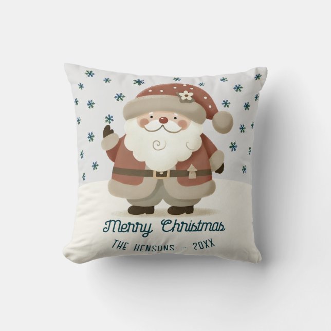Almofada Cute Santa Clause Snowflakes Drawing Christmas (Frente)
