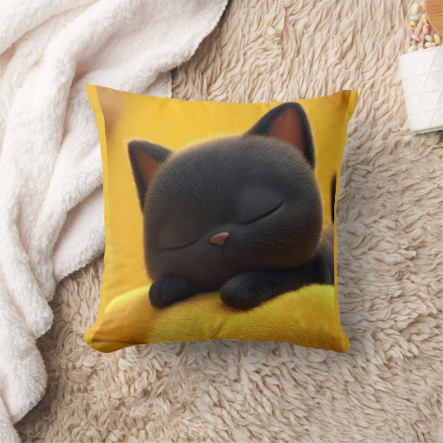 Almofada Cute Sleeping Black Cat Pillow Cozy Pet Lover Gift (Cobertor)