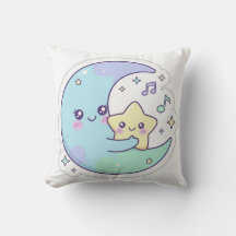 Cute Sleeping Moon and Star Kawaii Baby Nursery Pi