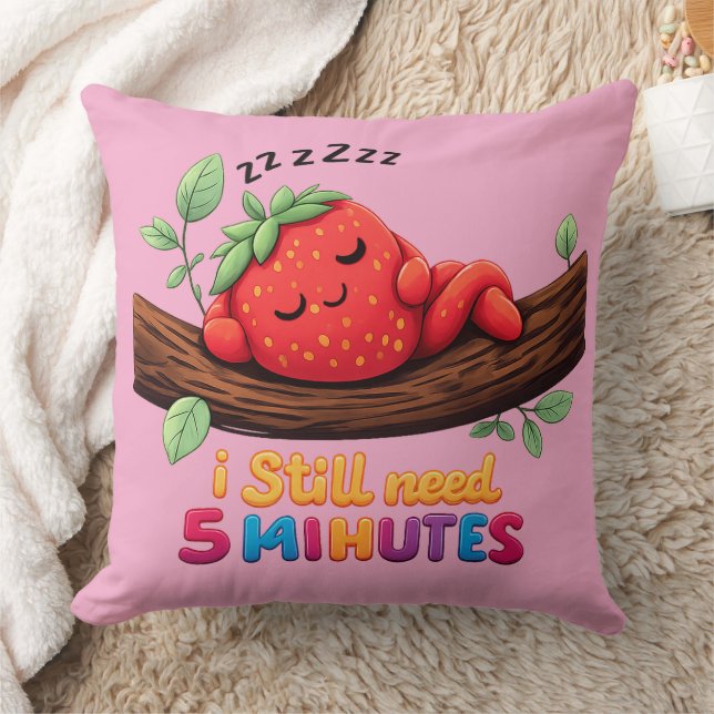 Almofada Cute Sleeping Strawberry – 20" Throw Pillow (Cobertor)