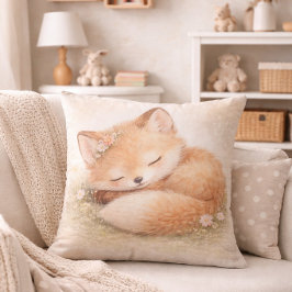 Almofada Cute Sleeping Woodland  Baby Fox Neutral Kids Room