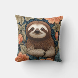 Almofada Cute Sloth Elegant Floral William Morris Inspired