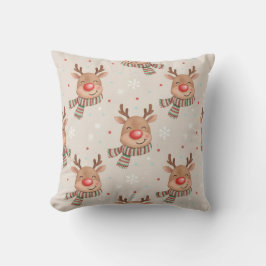 Almofada Cute Smiling Reindeer Christmas Throw Pillow