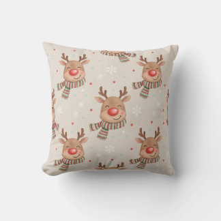 Almofada Cute Smiling Reindeer Christmas Throw Pillow