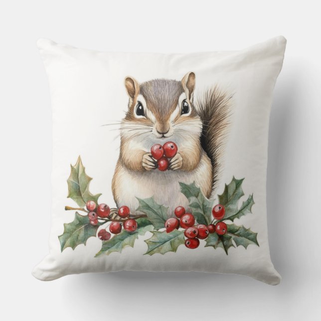 Almofada Cute Squirrel Christmas Throw Pillow (Frente)