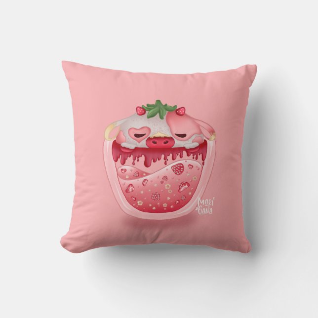 Almofada Cute Strawberry Throw Pillow – Kawaii Design (Frente)