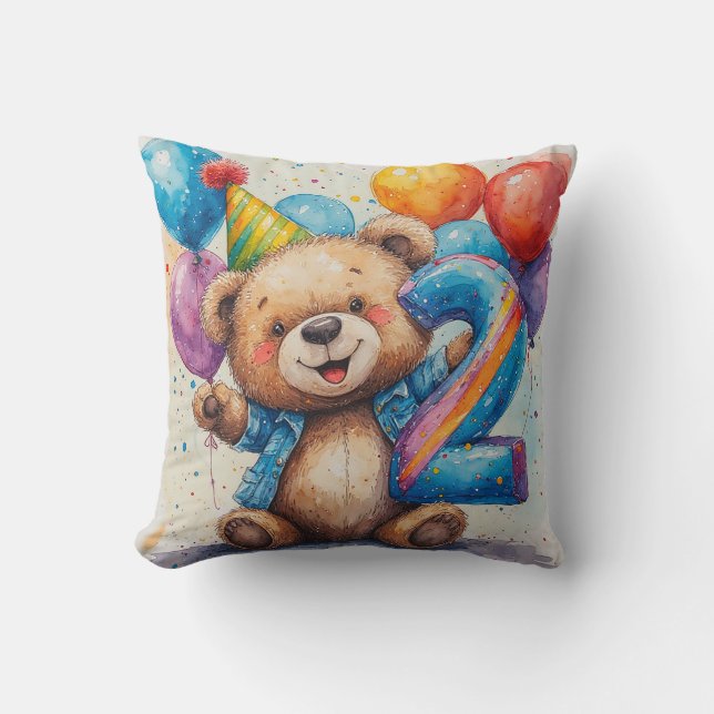 Almofada Cute Teddy Bear Birthday Celebration (Frente)