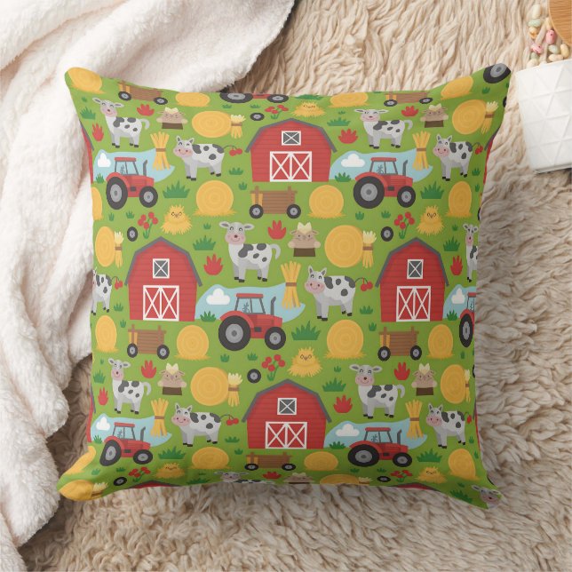 Almofada Cute tiled farm animals pattern  (Cobertor)
