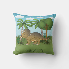 Almofada Cute Triceratops Dinossauro Natureza Tropical