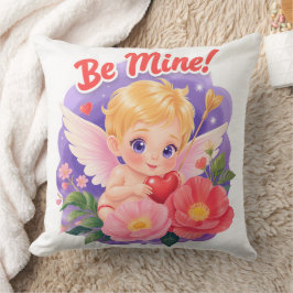Almofada Cute Valentine's Day Cupid with "Be Mine"