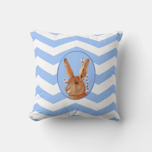 Almofada Cute Vintage Bunny e Chevron Patterno