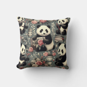 Almofada Cute Vintage Panda Floral