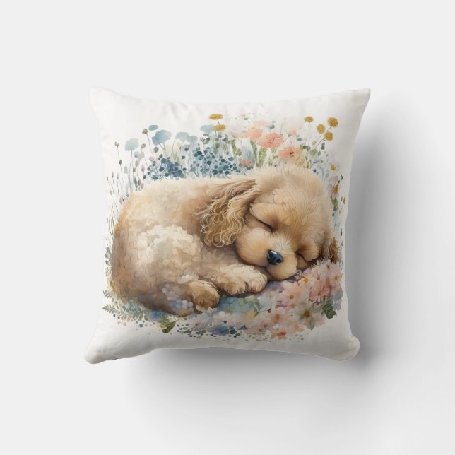 Almofada Cute Watercolor Poodle Dog (Verso)